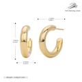 Detail view of 925 sterling silver golden C-shaped hoop earrings with size specifications - Diameter 20MM / 925 Silver Gold Plated - 20MM