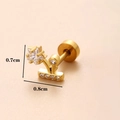 Piercing de oreja estrella dorada con circonitas micro-pavé de 0.8 cm de ancho - Dorado 9#
