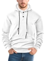 White waffle textured oversized drawstring hoodie with button collar detail - S / White