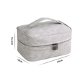 Light gray nubuck texture cosmetic bag with handle and dimensions 26x18x14.5cm - Large/Nubuck / Gray