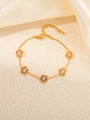 Gold star charm bracelet with clear zircon stones and adjustable lobster clasp chain - White Zircon Star Bracelet