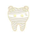Cartoon mummy tooth enamel pin with bandages and gold trim for clothing decor - Mummy Style (XZ7365)