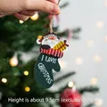 Wooden Christmas stocking ornament with Santa Claus and I Love Christmas text, 9.5cm height - Santa in Mitten