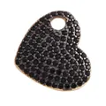DIY heart pendant featuring a gold-toned base with black pavé crystals for necklaces - Black-Full Diamond Heart