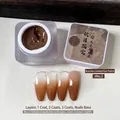 Caramel brown gradient nail gel polish #2 in jar showing 1-3 coats application effects - Autumn Limited Edition Slap Gel #2