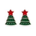 Sparkling Christmas tree stud earrings with star topper and festive red and green enamel - Tiered Christmas Tree Enamel