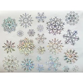 Holographic laser snowflake window stickers with iridescent reflective film on white background - Multilateral Laser / 25*33CM