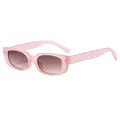 Vintage oval sunglasses featuring a translucent pink resin frame and brown gradient lenses - Transparent Pink Frame Gradient Tea Lens
