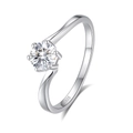 Klassischer Ring aus S925 Sterlingsilber mit Sechs-Krallen-Moissanit-Besatz - US 5 / Moissanit (D-Farbe)