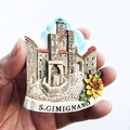 3D resin San Gimignano Italy souvenir fridge magnet with sunflowers model - San Gimignano Street