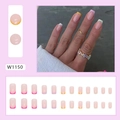 Colorful French square press-on nails set with vibrant candy tips and nude pink base - Multicolor French (Glue Style)