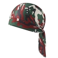 Camo print elastic bandana cap with back ties for outdoor sports and cycling - Green Camouflage