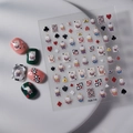 Stickers nail art motif cartes de poker avec gaufrage 3D et dessins de lapins mignons - Style Ours Lapin Carte de Poker (FEB-714)