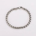 Dettaglio del bracciale a catena box da 5 mm in acciaio inossidabile 304 color argento - Lunghezza 19cm (Larghezza 5mm)