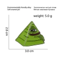 Pepe Frog pyramid enamel pin made of grey eco-friendly alloy with 3.0cm x 2.8cm dimensions - Pyramid Cartoon Green Frog