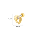 Golden heart bow ear stud with cubic zirconia in dimensions of 0.7cm by 0.6cm - Wing Style(4#) / Gold Yellow