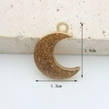 Colgante de luna creciente dorada con esmalte brillante marrón y altura 1,9 cm - Luna de Purpurina Amarilla