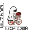 Detailed size measurement of a ghost riding a skateboard embroidered patch for Halloween - Cycling Ghost (39)