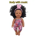 Black vinyl reborn baby doll with floral romper and musical feature function - 33CM Girl Doll Style 1