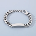 Bracciale a catena cubana in acciaio inossidabile argento con piastra personalizzabile - Stile A (9.5mm) / Acciaio Opaco