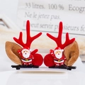 Cute Christmas reindeer antler hair clips with Santa Claus doll for festive girls - 31# Red Antler Clip with Standing Santa