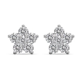 Elegant S925 sterling silver flower stud earrings with brilliant white cubic zirconia - White Zirconia Silver Stud
