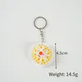 Realistic waffle dessert keychain with cream and cherry topping on white background - Cream Cherry Decor / Four Pieces Beige Waffle