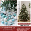 Blue and white Christmas tree ornament set with 50 pieces including gnome and glitter balls - 150cm Christmas Tree Accessory Pack / Blue & White