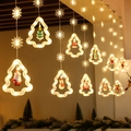 Christmas LED curtain lights with snowflake pendants and warm white holiday characters - Christmas Tree Ring with Snowflake Style