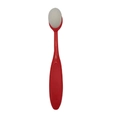 Red curved handle makeup brush with white spherical sponge tip for facial blending - No.3 Brush / Red