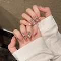 Unghie finte fatte a mano effetto cat-eye con strass scintillanti e farfalla - XS / Bara Corta (2177)