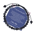 Detail of beaded Morse code bracelet on To My Granddaughter gift card with adjustable cord - Granddaughter