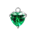 Green heart-shaped birthstone charm with 18K gold stainless steel claw setting - May Emerald (Steel Setting)