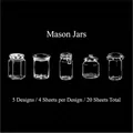 Adesivi PET barattoli Mason, 5 design disegnati a mano, confezione da 20 pezzi decorativi - Barattolo Mason