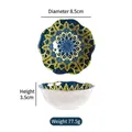 Bohemian ceramic dipping bowl with blue and yellow mandala pattern, 8.5cm diameter - Sauce Dish - No. 2 / Colorful
