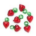 Ciondolo a cuore in vetro fatto a mano con gancio verde per accessori di gioielli DIY - Ciondolo in vetro-Pesca/Cuore / 2 pezzi/confezione (12.5*20.5mm)