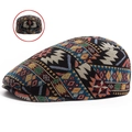 Gorra de estilo étnico con patrón jacquard geométrico colorido para mujer - Back Closure / Negro