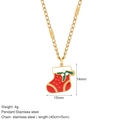 Golden stainless steel necklace featuring a festive red Christmas stocking enamel pendant - Christmas Sock Style (G28)
