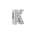 Silver alloy letter K charm with sparkling crystals for 10mm DIY bracelet bands - Letter K / 10mm Full Drill Letter / Silver