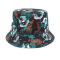 Detalle del sombrero de pescador con patrones de fútbol y estampados deportivos - 56-58cm / Negro Verde Naranja (Fútbol)