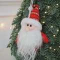 Santa Claus plush pendant with red knitted hat and long white beard for Xmas tree - Small Red Santa Claus