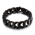Bracelet gourmette pour homme en acier inoxydable noir avec fermoir pliable sûr - Noir Brillant (KB49339-D)