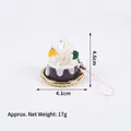 Artificial chocolate cream dessert charm with pink lanyard and gold scalloped base - White Cream + Lemon Slice
