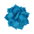 Macro detail of a multilayered teal fabric lotus flower accessory for DIY headbands - Blue