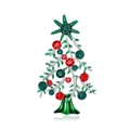 Sparkling Christmas tree brooch with red and green crystals on silver alloy base - Silver Base Red Green Rhinestone Style (AL924-B)