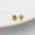 Round 14K gold filled green zircon pendant accessory for DIY jewelry making and necklaces - Single Loop 4*6mm / Olive Green