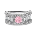 Luxurious S925 sterling silver ring featuring a radiant square pink gemstone centerpiece - Silver/Pink Zirconia (Wide Square)