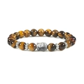 Tiger eye stone bead bracelet featuring 8mm round beads and a silver Buddha head charm - Tiger Eye-Buddha