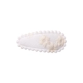 Sweet white fabric BB hair clip featuring delicate floral embroidery and wavy edges - White Floral Embroidered (33)