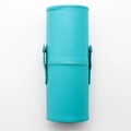 Tiffany blue marble pattern PU leather makeup brush storage cylinder in a cylindrical shape - Cyan